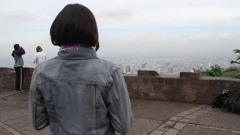 Looking over city from hill Stock Footage 77047339