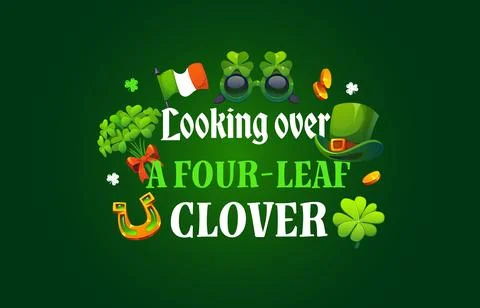 Looking over four leaf clover St Patrick Day quote Ilustração Stock