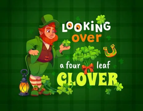 Looking over a four leaf clover, St Patrick quote Stock Illustration