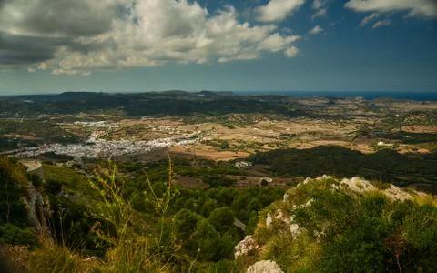 Looking over Menorca, from Monte Toro Stock Photos