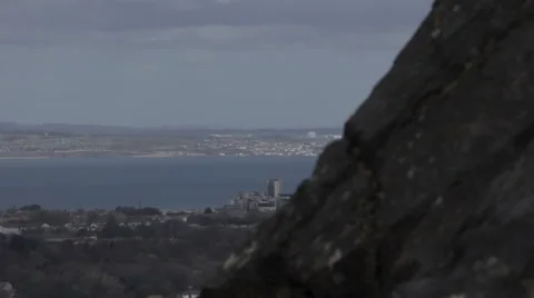 Looking over mountain to city Stock Footage 51733219