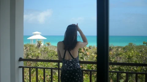 Looking over the ocean Stock Footage 87092691