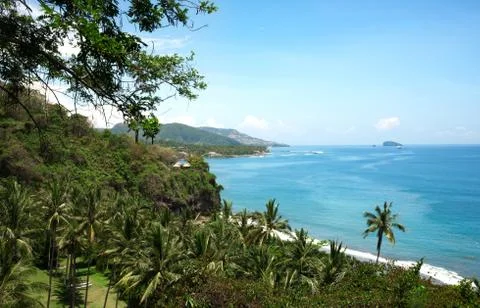 Looking over the ocean from a high point of view in Bali, Indonesia. Stock Photos