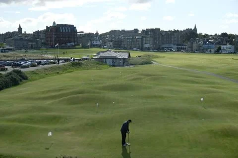 Looking over the Old Course at St Andrews Stock Photos