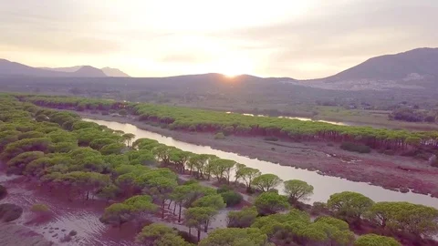 Looking over orosei with aereal pronspective Stock Footage 80612937