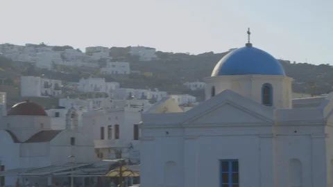 Looking over the rooftops of Mykonos, Greece Stock Footage 108466693