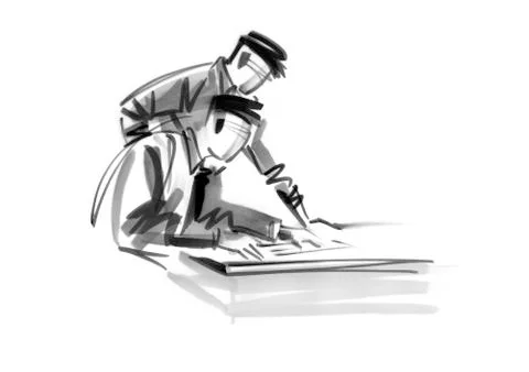 Looking over shoulder Stock Illustration