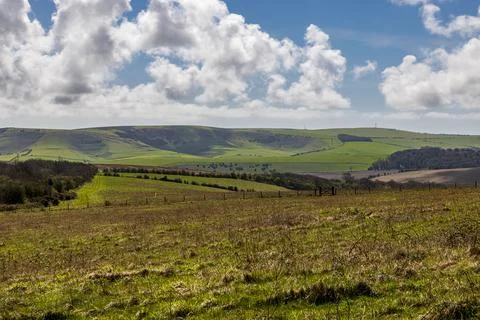 Looking over the South Downs towards Kingston Ridge, on a sunny early sprin.. Stock Photos
