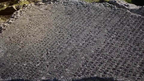 Looking over the Ten Commandments Stone - A stone reading the Ten Video stock 142795374