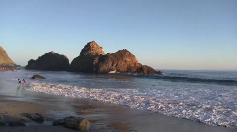 Looking Pfeiffer Beach Keyhole Rock Before Sunset Stock Footage 64821576