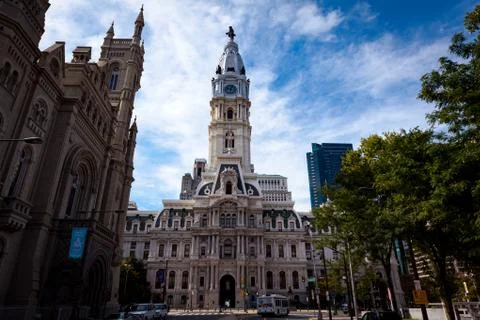 Looking at Philly City Hall Stock Photos
