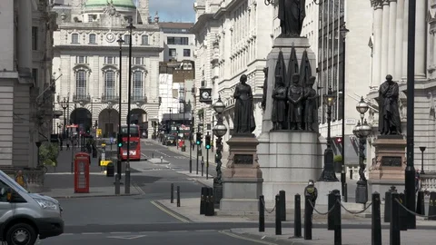 Looking up to Piccadilly Circus during Lockdown London Stock Footage 129714284