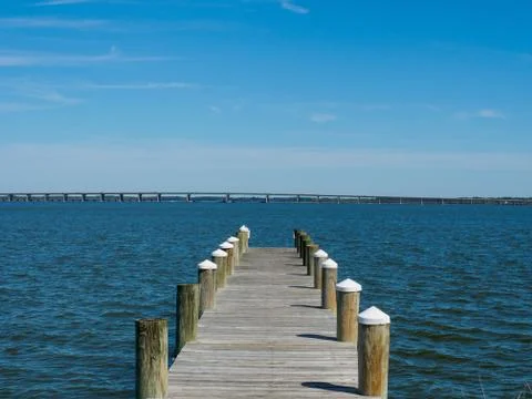 Looking off a Pier on the Eastern Shore 스톡 사진