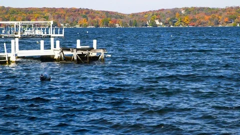 Looking at the Pier in the Fall Stock Footage 115277552
