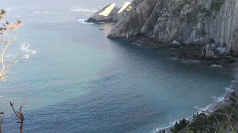 Looking at Playa del Silencio from an observation point Stock Footage 273974927