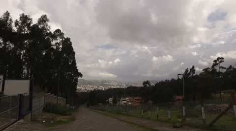 Looking at Quito from the Cobblestone Road Stock Footage 60766914