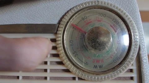 Looking for a radio station dial pointer moving Fm Am frequencies 4k Stock Footage 289147213