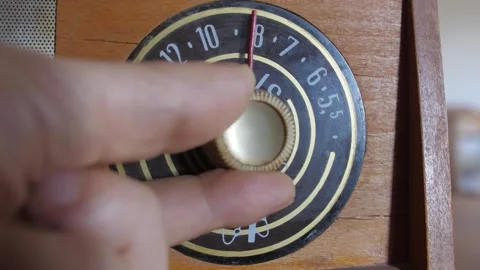 Looking for a radio station dial pointer moving Fm Am frequencies 4k Stock Footage 289147534