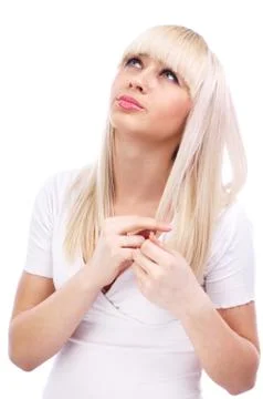 Looking up regretful 스톡 사진