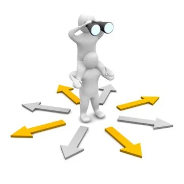 Looking for right direction Stock Illustration