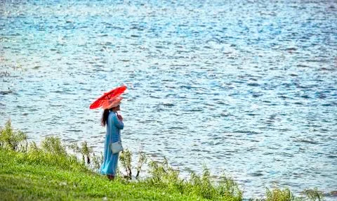 Looking at the River. Stock Photos