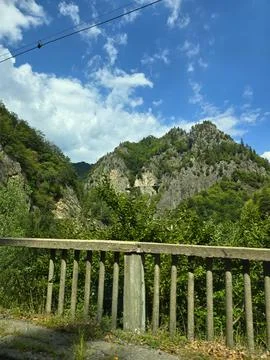 Looking up at rocky mountain Stock Photos