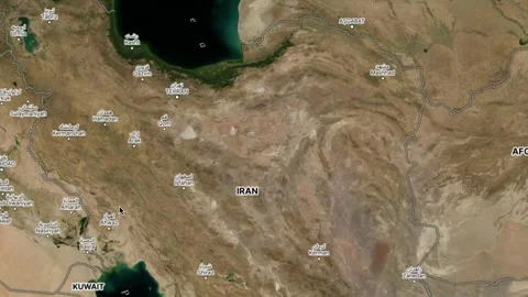 Looking at a satellite map showing where Iran is and where Israel is Stock Footage 331302724