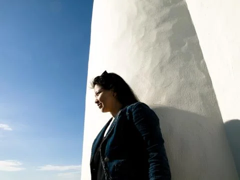 Looking at the sea shore 스톡 사진