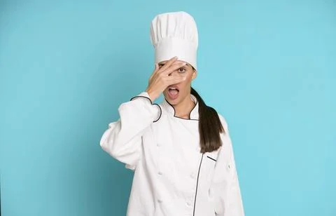 Looking shocked, scared or terrified, covering face with hand Stock Photos