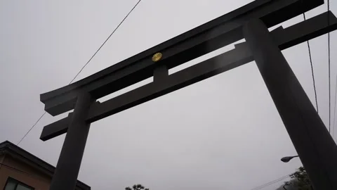 Looking up shrine gate Low Angle in Hachimangu Shrine Hakodate Japan 動画素材 324959107