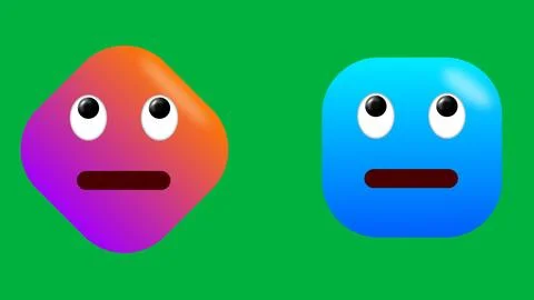 Looking up side emoji expression on green screen Stock Illustration