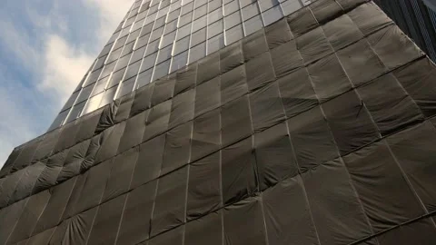 Looking Up At A Skyscraper Under Construction Stock Footage 145239922