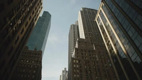 Looking up at skyscrapers Stock Footage 146186444
