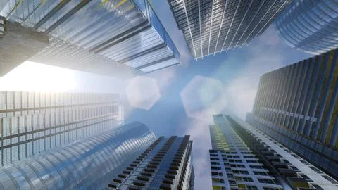 Looking up at Skyscrapers Stock Illustration