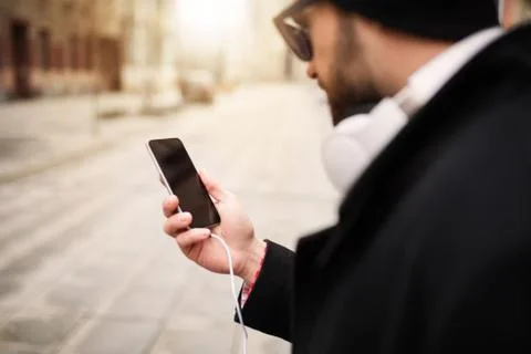 Looking at the smartphone Stock Photos