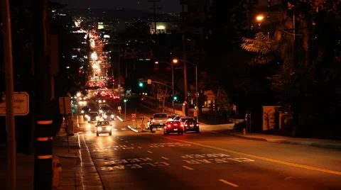 Looking south down North Sweetzer Avenue from West Sunset Boulevard, Los Angeles Stock Footage