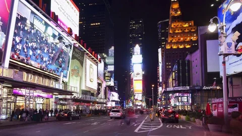 Looking South through Times Square at Night Video stock 76507262