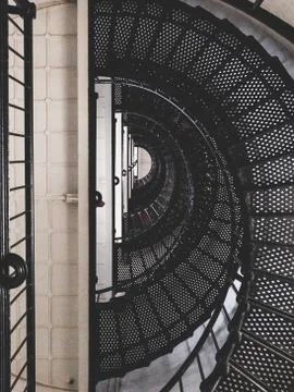 Looking Up Stairs at St. Augustine Lighthouse 스톡 사진