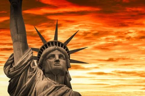Looking up at the Statute of Liberty 写真素材
