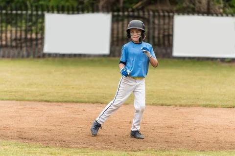 Looking to steal a base. Stock Photos