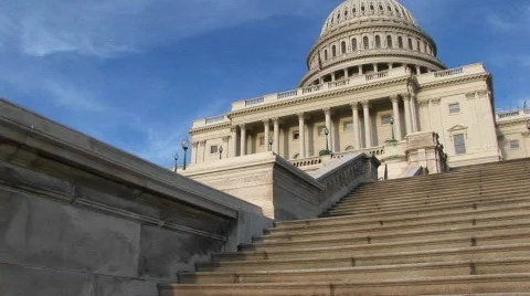 Looking up the steps of U.S. Capitol building Video stock 438532