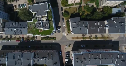 Looking Straight Down. Street View, Residential Blocks Stock Footage 93260514