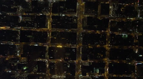 Looking straight down on streets of Midtown Manhattan at night. Shot in November Stock Footage 59171118