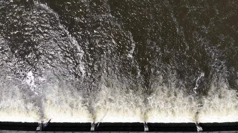 Looking Straight Down at These Locks the Water Looks Like Fire Stock Footage 111528546