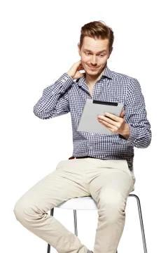 Looking at the tablet Stock Photos