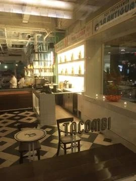 Looking into Tacombi bar which is inside the Empire State Building at the ill Stock Photos
