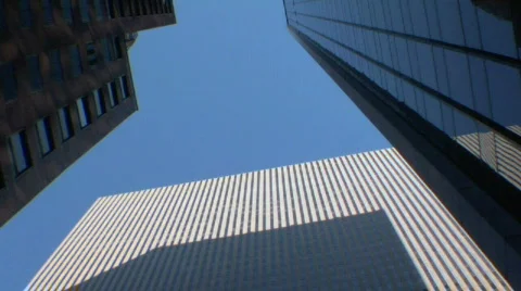 Looking up at tall buildings Stock Footage 844887