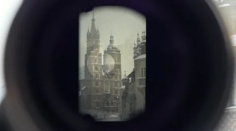 Looking through an analog mirror camera concept Video stock 20586243