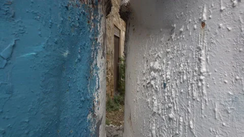 Looking through barrels, marking United Nations buffer zone in Nicosia, Cyprus Stock Footage 229942475