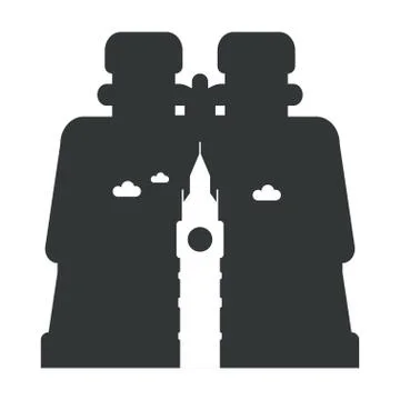 Looking through binoculars big Ben Stock Illustration